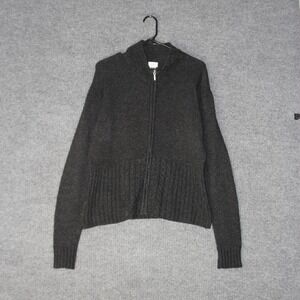 ALPS Full Zip Cardigan Sweater Womens XL Charcoal Gray‎ Lambswool Angora Blend